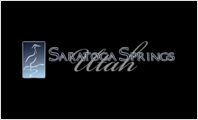 A black and silver logo for saratoga springs utah.