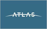 A blue background with the word atlas written in white.