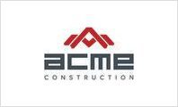 A red and black logo for acme construction.