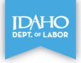 A blue banner with the idaho department of labor written in white.