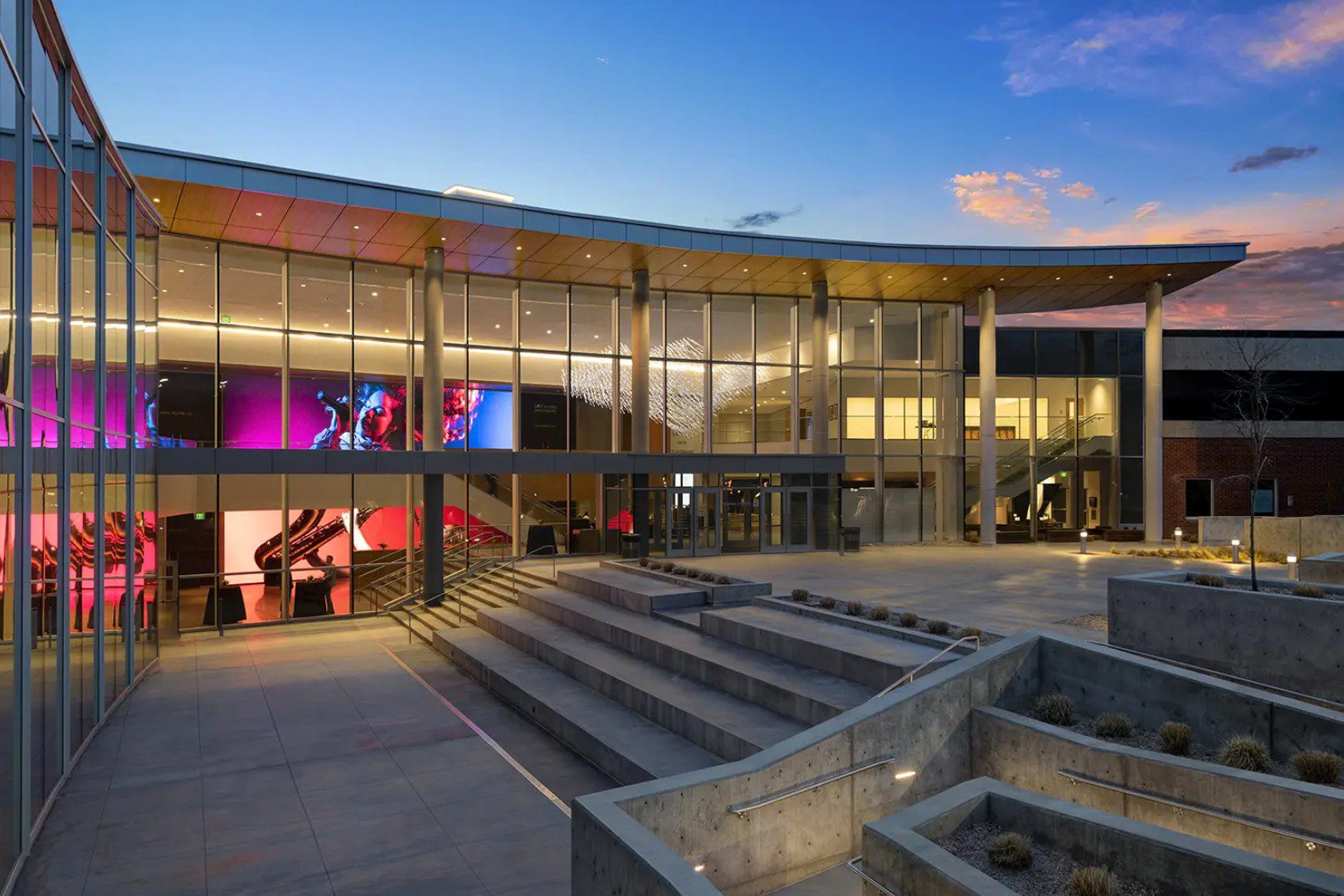 A large building with steps leading to it.