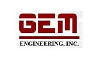 A red and white logo for gem engineering, inc.