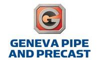 A logo of the geneva pipe and precast company.