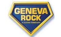 A blue and yellow logo for geneva rock.