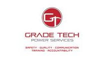 A red and white logo for grade tech power services.