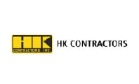 A yellow and black logo for hk contractors
