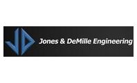 A black and blue banner with the words jones & demille engineering on it.