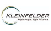 A logo of kleinfeld 's with the words bright people. Right so far