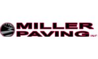 A red and black logo for miller paving