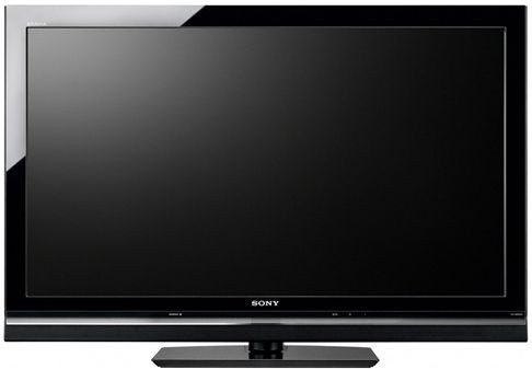 A black television screen with white lettering on it.